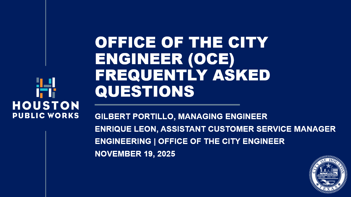 Office of the City Engineer (OCE): Frequently Asked Questions (FAQ) for the Office of City Engineer