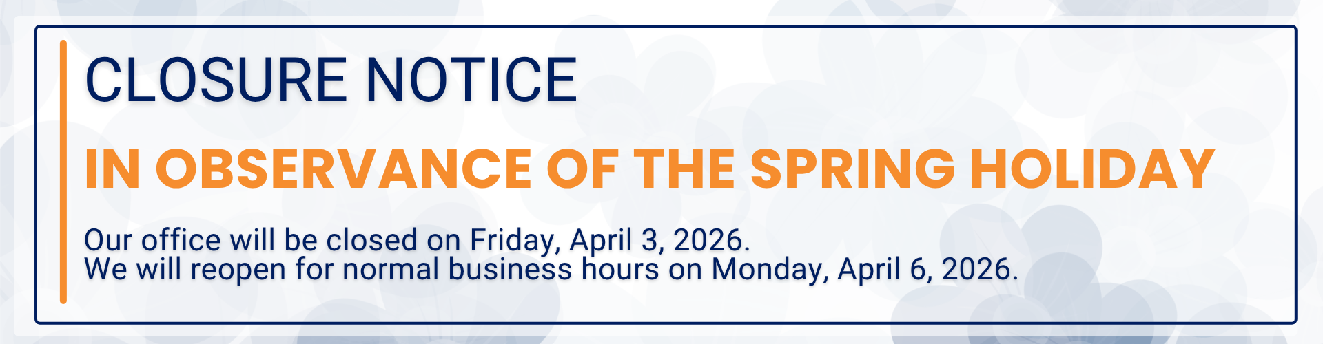 April 3, 2026 Closure