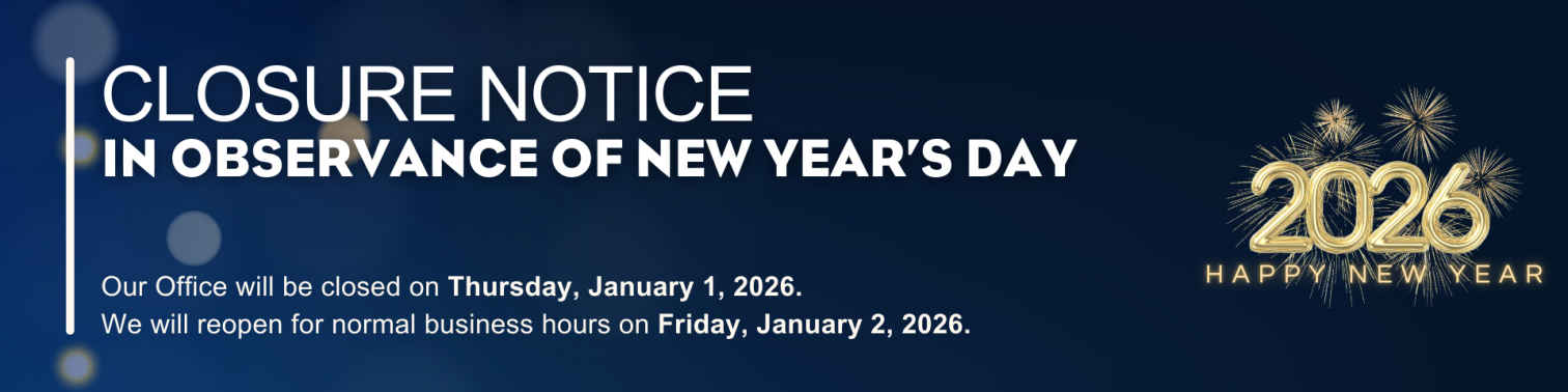 New Year’s Day Holiday Closure Banner