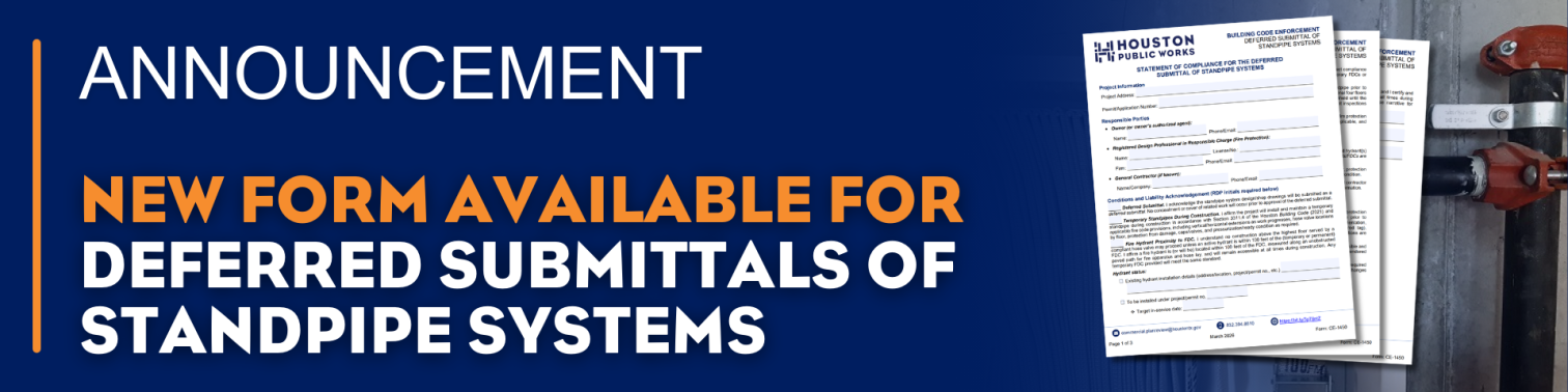 New Form for Deferred Submittal of Standpipe Systems 